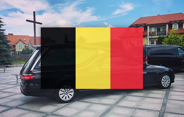 Flaga Belgii na tle pojazdu