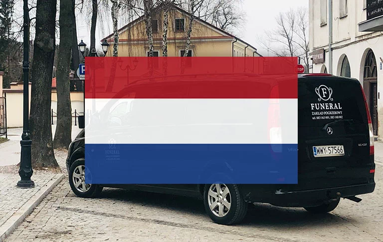 Flaga Holandii na tle pojazdu