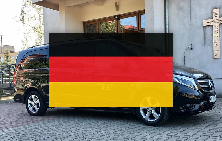Flaga Niemiec na tle pojazdu