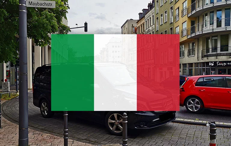 Flaga Włoch na tle pojazdu